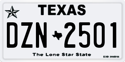 TX license plate DZN2501