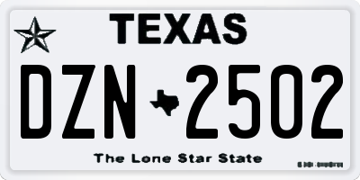 TX license plate DZN2502