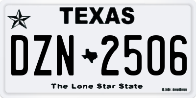 TX license plate DZN2506
