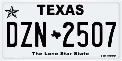 TX license plate DZN2507