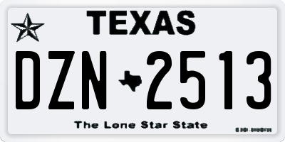 TX license plate DZN2513