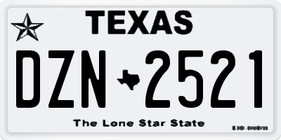 TX license plate DZN2521