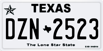 TX license plate DZN2523