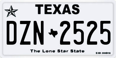 TX license plate DZN2525