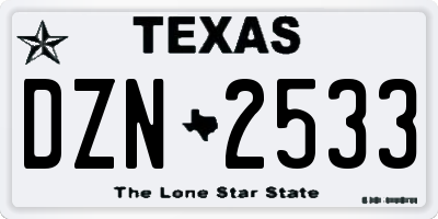 TX license plate DZN2533