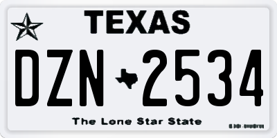 TX license plate DZN2534