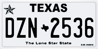 TX license plate DZN2536