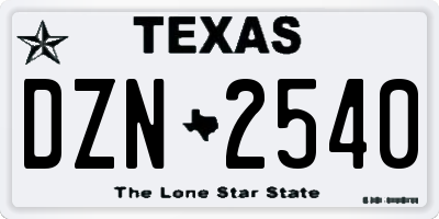 TX license plate DZN2540