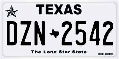 TX license plate DZN2542