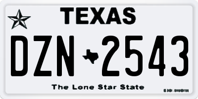TX license plate DZN2543