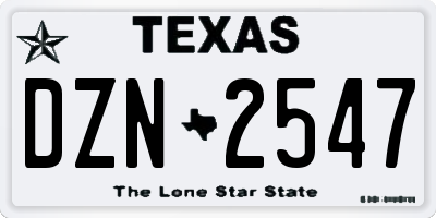 TX license plate DZN2547
