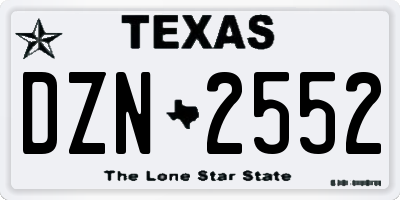 TX license plate DZN2552