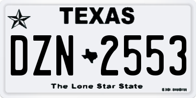 TX license plate DZN2553
