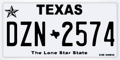 TX license plate DZN2574
