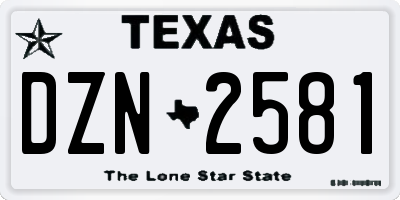 TX license plate DZN2581