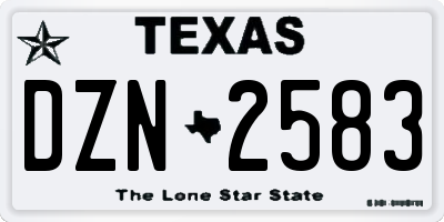 TX license plate DZN2583