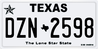TX license plate DZN2598
