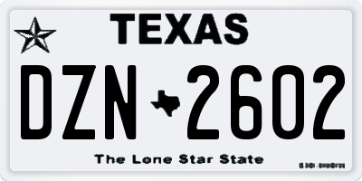 TX license plate DZN2602