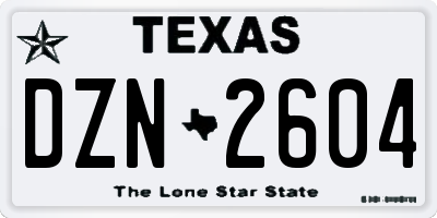 TX license plate DZN2604