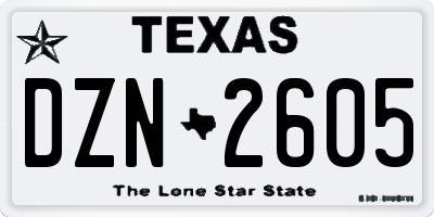TX license plate DZN2605