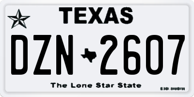 TX license plate DZN2607