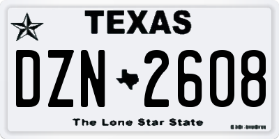 TX license plate DZN2608