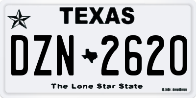 TX license plate DZN2620