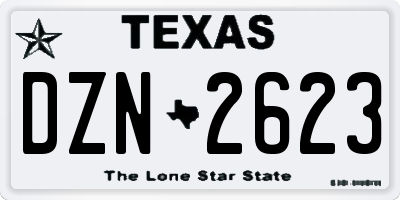TX license plate DZN2623