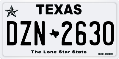 TX license plate DZN2630
