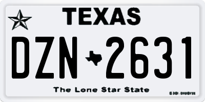 TX license plate DZN2631