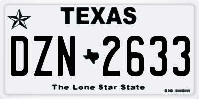 TX license plate DZN2633