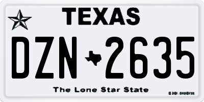 TX license plate DZN2635