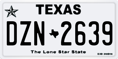 TX license plate DZN2639