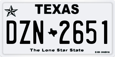 TX license plate DZN2651