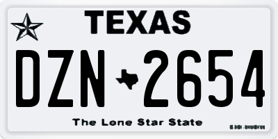TX license plate DZN2654