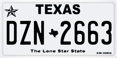 TX license plate DZN2663