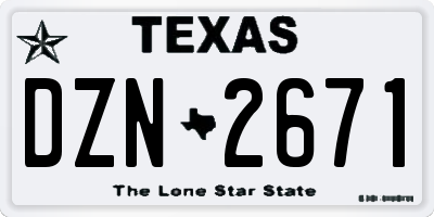 TX license plate DZN2671