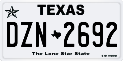 TX license plate DZN2692