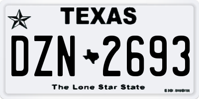 TX license plate DZN2693