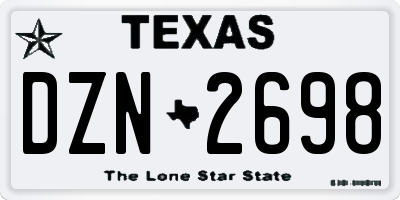 TX license plate DZN2698