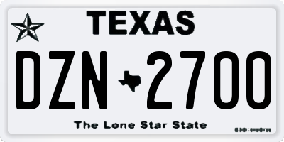 TX license plate DZN2700