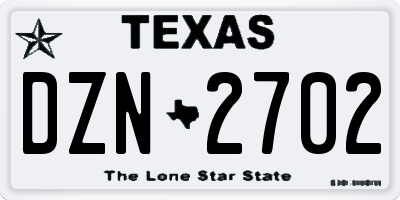 TX license plate DZN2702
