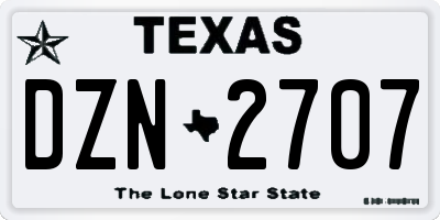 TX license plate DZN2707