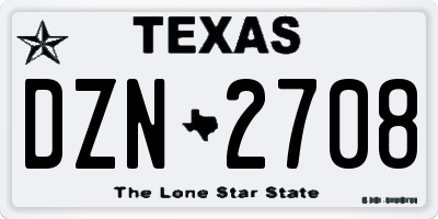 TX license plate DZN2708