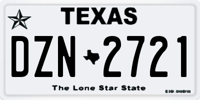 TX license plate DZN2721