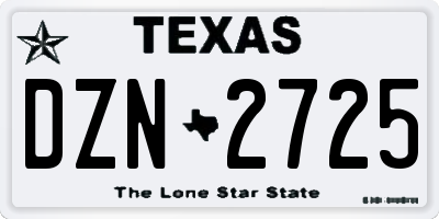 TX license plate DZN2725