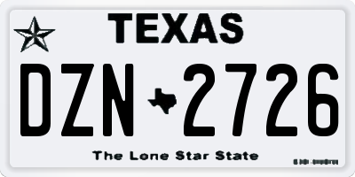 TX license plate DZN2726