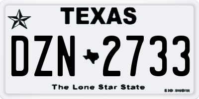TX license plate DZN2733