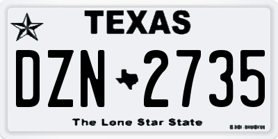 TX license plate DZN2735