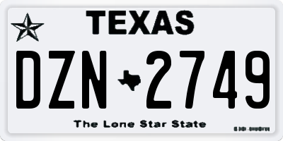 TX license plate DZN2749